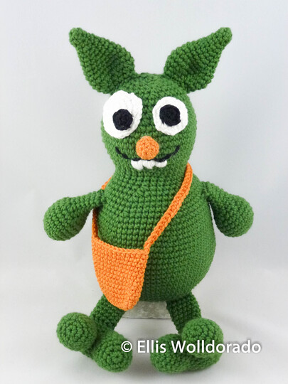 Kuschelmonster Grumpi mit Umhängetasche, Amigurumi, Häkelanleitung