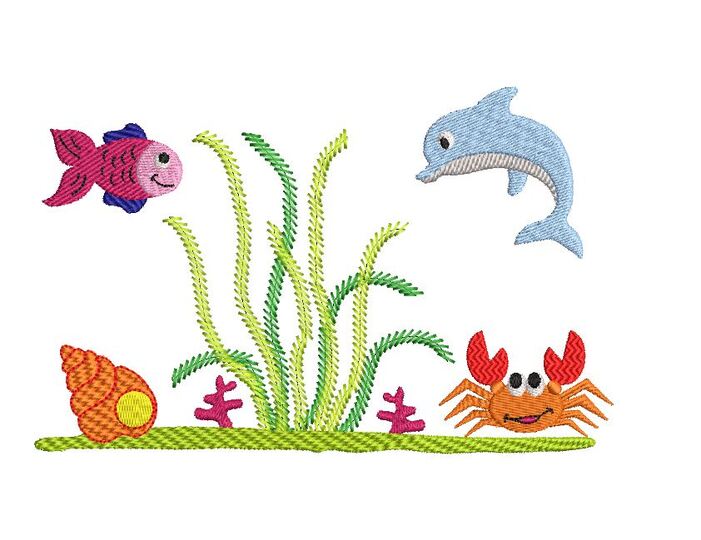 Stickdatei Unterwasserwelt SET 10x10cm Rahmen