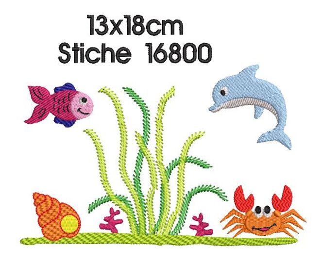 Stickdatei Unterwasserwelt SET 10x10cm Rahmen
