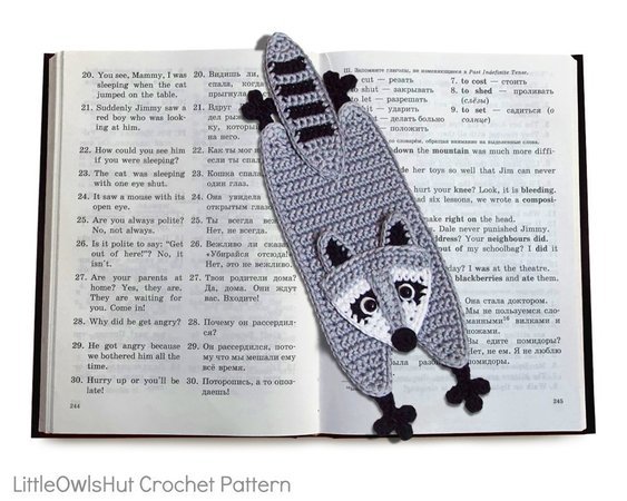 201 Crochet Pattern - Raccoon Bookmark or decor - Amigurumi PDF file by Zabelina CP
