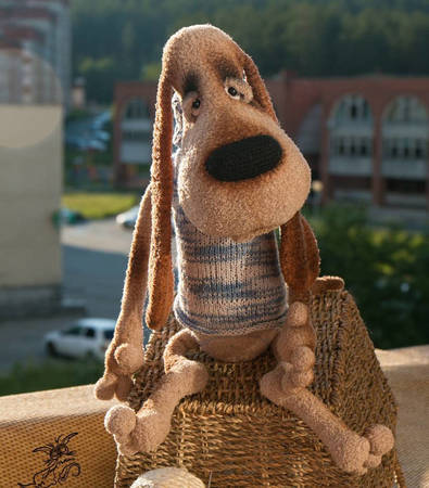 178 Crochet Pattern - Ludwig the Dog with Knitted sweater - Amigurumi soft toy PDF file by Pertseva CP