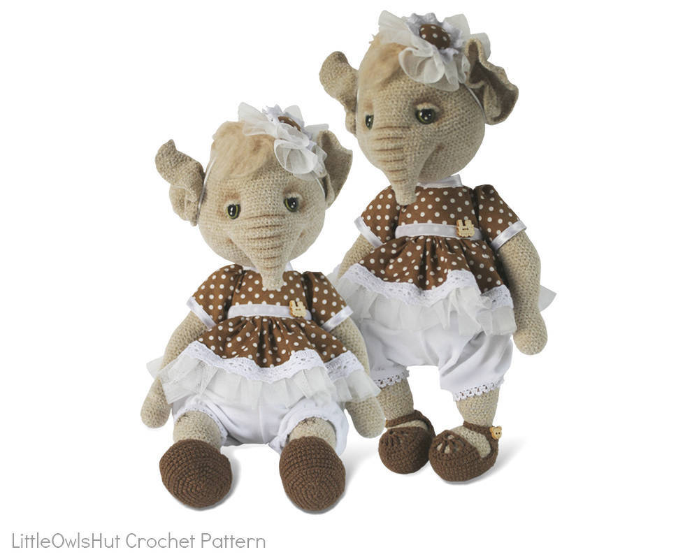 154 Crochet Pattern - Mary the Elephant - Amigurumi PDF file by Astashova CP