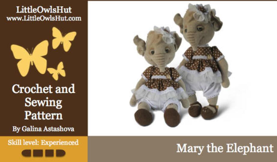 154 Crochet Pattern - Mary the Elephant - Amigurumi PDF file by Astashova CP