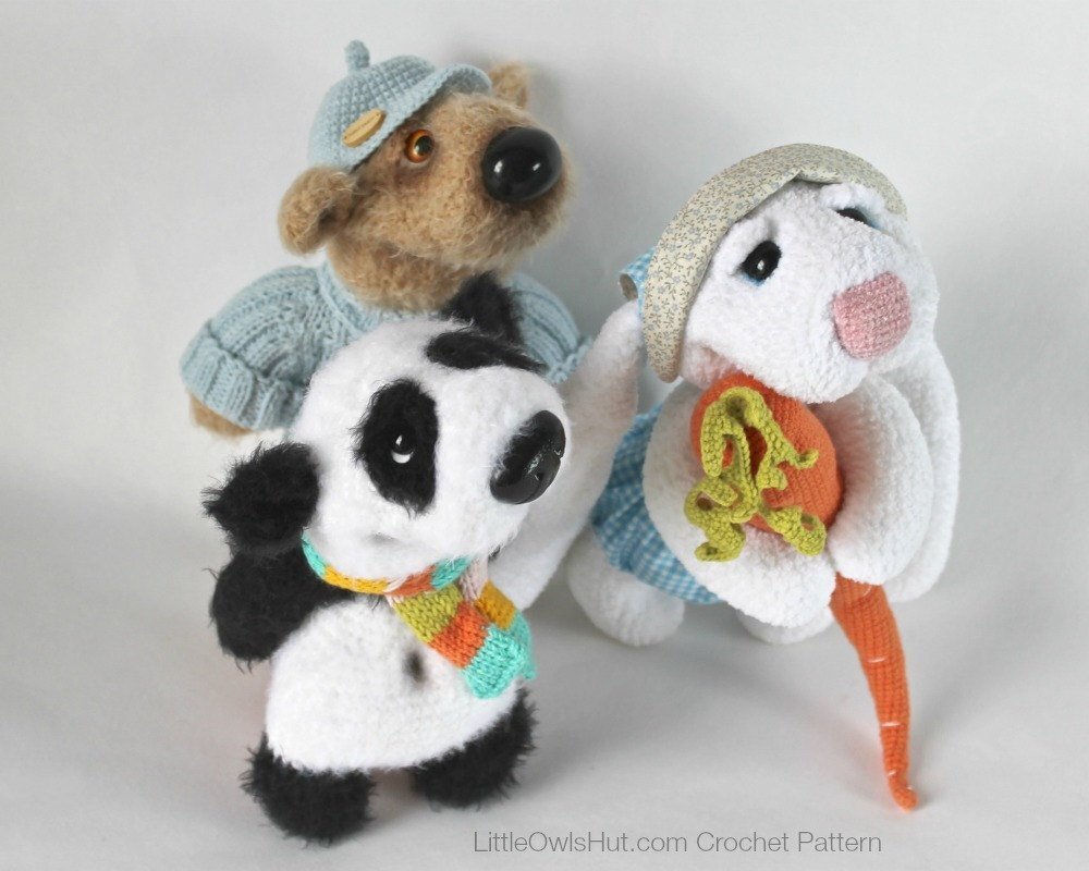 056 Crochet Pattern - 3 friends: Bear, Rabbit, Panda - Amigurumi PDF file by Astashova CP