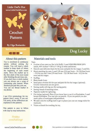 037 Crochet Pattern - Dog Lucky - Amigurumi PDF file by Borisenko CP