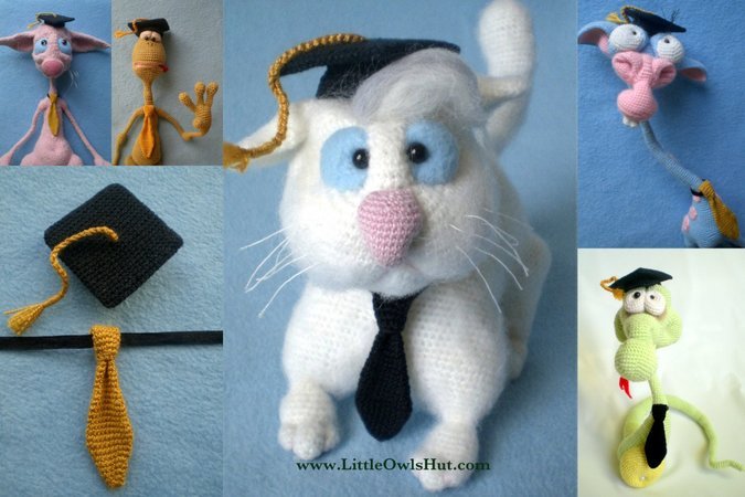 019 Crochet Pattern - Graduation Hat for toys - Amigurumi PDF File by Astashova CP