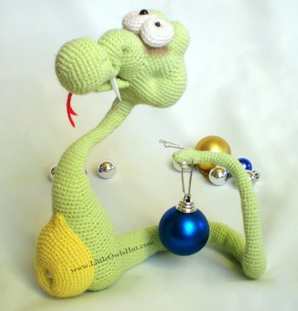 018 Crochet Pattern - Snake Snakish toy with wire frame + 2 hats - Amigurumi PDF file by Astashova CP