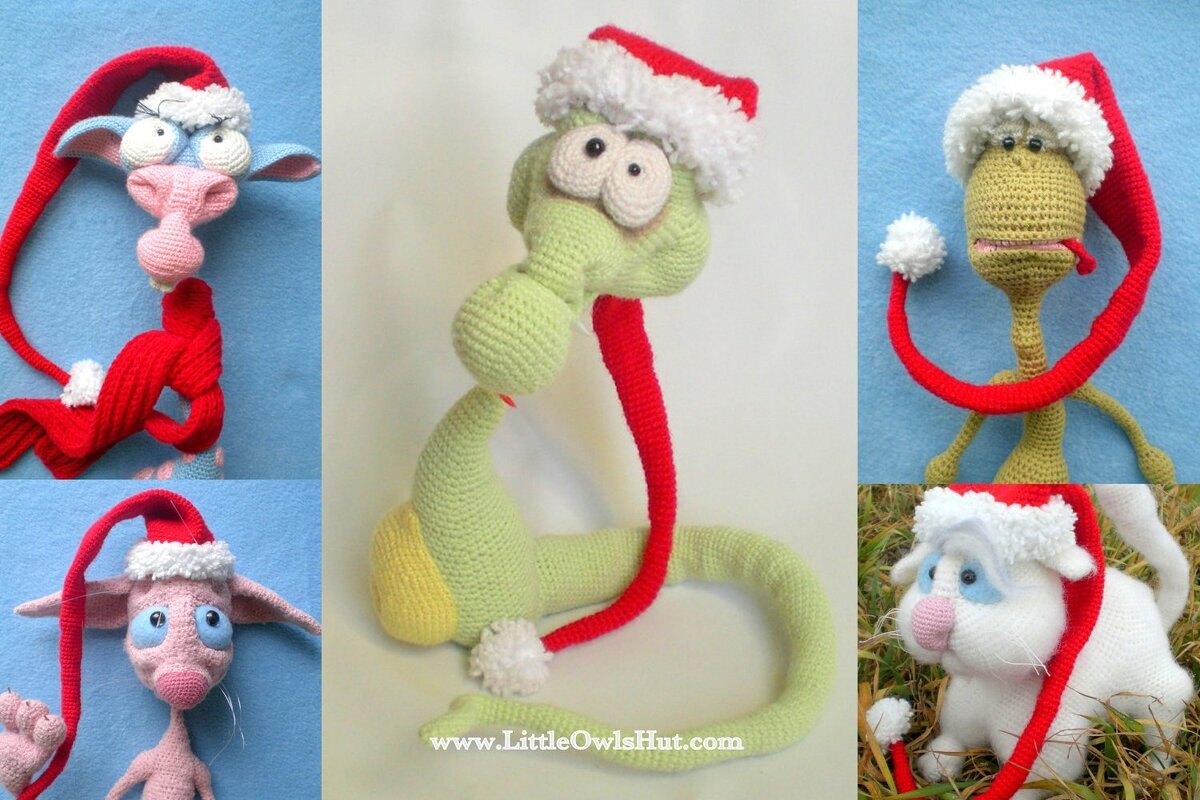 016 Crochet Pattern - Christmas - New Year Hat and scarf for toys - Amigurumi PDF file by Astashova CP