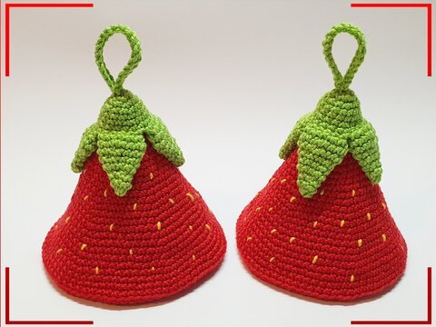 Häkelanleitung Erdbeer-Topflappen, Geschenkidee