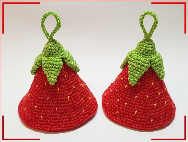 Häkelanleitung Erdbeer-Topflappen, Geschenkidee