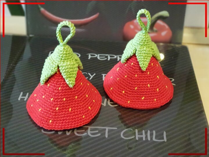 Häkelanleitung Erdbeer-Topflappen, Geschenkidee