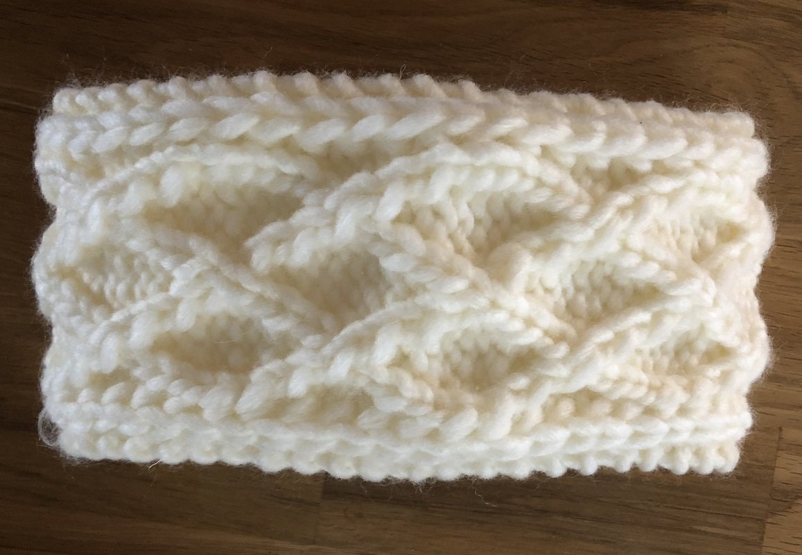 Stirnband "Diamant" extra breit und warm - 56-58cm - schnell gestrickt