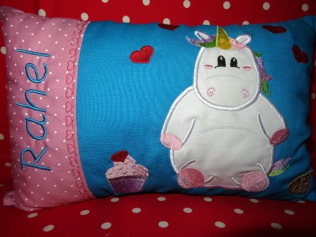 dickes Einhorn inkl. Kissen ITH Stickdatei - Bild 5