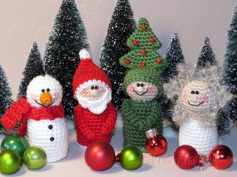 Häkelanleitung SET 4 Figuren - Schneemann - Schneeflöckchen - Tannenbaum - Weihnachtsmann