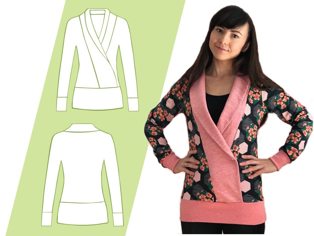 Ebook Schnittmuster Nähanleitung Schalkragenshirt Jacke Lady Anna