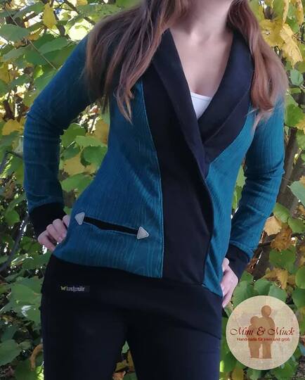 Ebook Schnittmuster Nähanleitung Schalkragenshirt Jacke Lady Anna