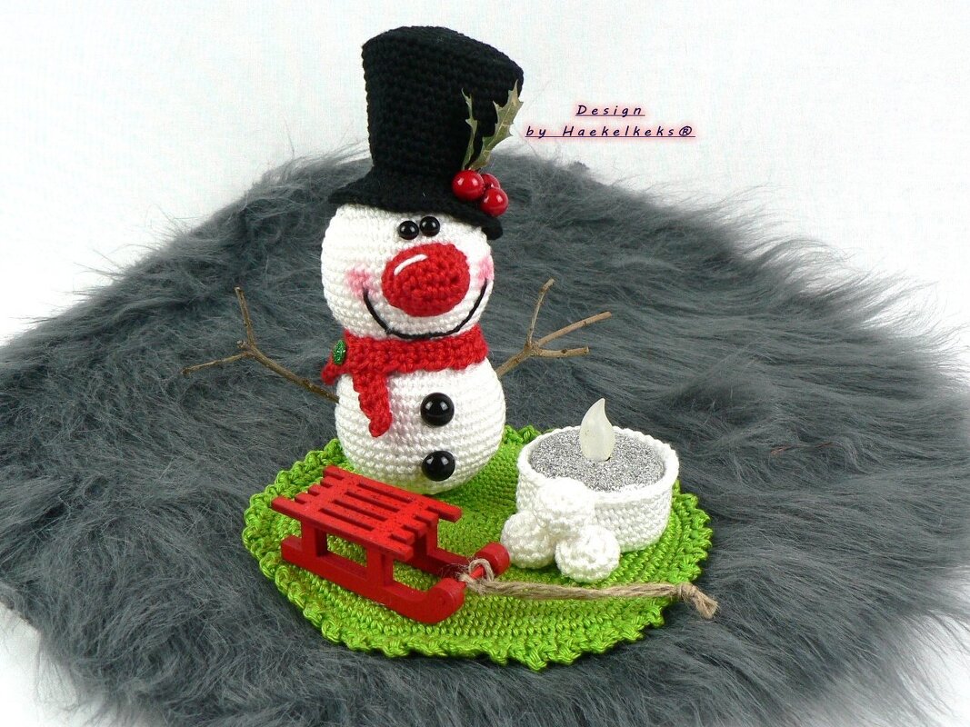 Schneemann Teelicht-Deko -- Häkelanleitung von Haekelkeks® - Bild 2