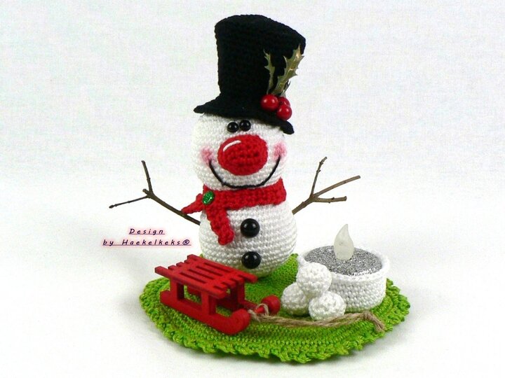 Schneemann Teelicht-Deko -- Häkelanleitung von Haekelkeks®
