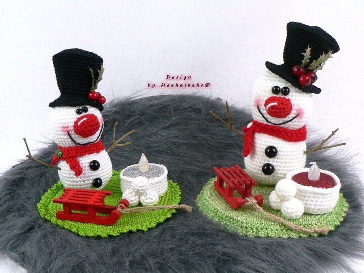 Schneemann Teelicht-Deko -- Häkelanleitung von Haekelkeks®
