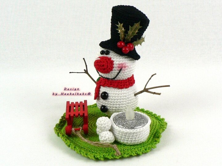 Schneemann Teelicht-Deko -- Häkelanleitung von Haekelkeks®