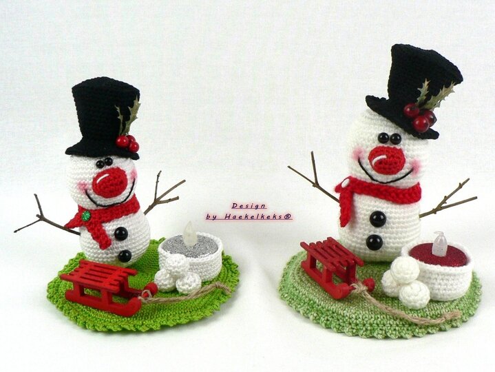 Schneemann Teelicht-Deko -- Häkelanleitung von Haekelkeks®