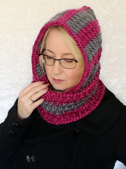 Häkelanleitung Kapuzenschal, Kapuzenloop, Hoodie, Scoodie Eventyr