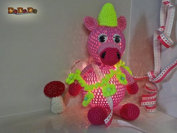 das beleuchtete Schwein, Dekoration für Kinderzimmer oder Silvester
