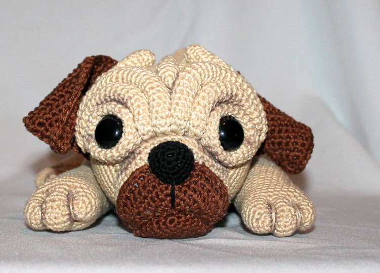 Pug Milo crochet pattern - amigurumi dog, PDF English &  German
