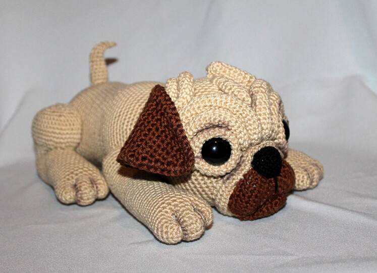 Pug Milo crochet pattern - amigurumi dog, PDF English &  German