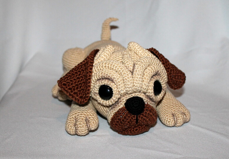 Pug Milo crochet pattern - amigurumi dog, PDF English &  German