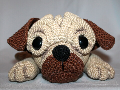 Pug Milo crochet pattern - amigurumi dog, PDF English &  German