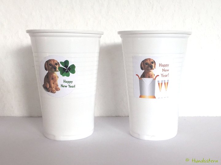 24 Stickers, Glass markers, New Year M03 Doggie