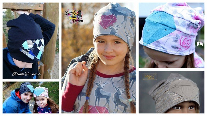 Diamond Beanie KU 47-60 cm Diamantenmütze Schnittmuster + Nähanleitung