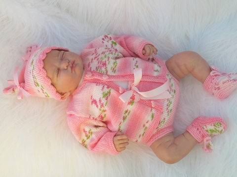 Strickanleitung Babyset Gr. 50 4-teilig für Reborn und Baby ISA