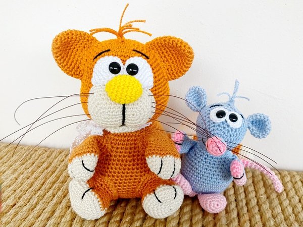 Cat and mouse  - Crochet Pattern from Diana´s kleiner Häkelshop