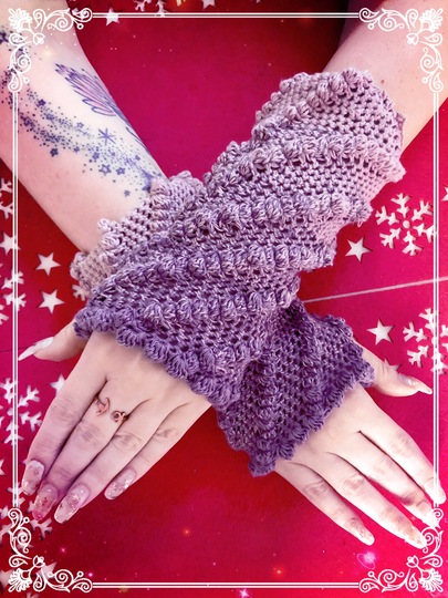 Häkelanleitung Armstulpen "Fliedertraum"