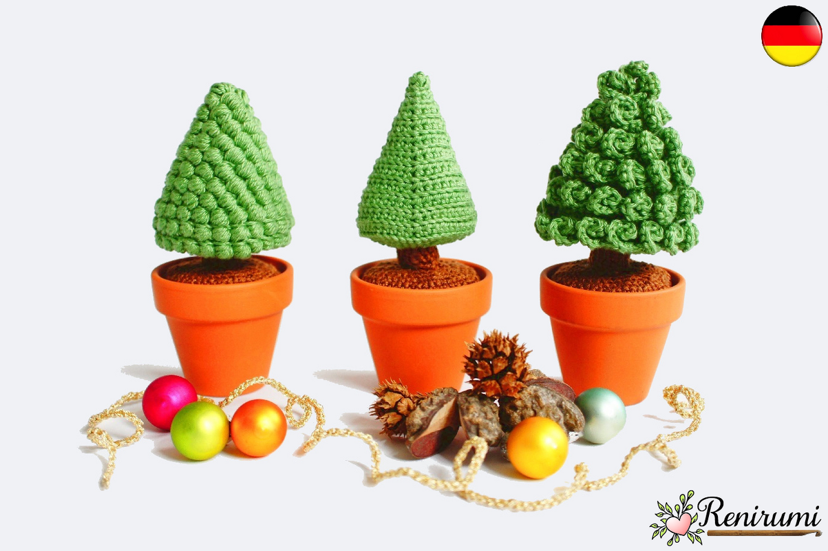 Häkelanleitung 3 Weihnachtsbäumchen
