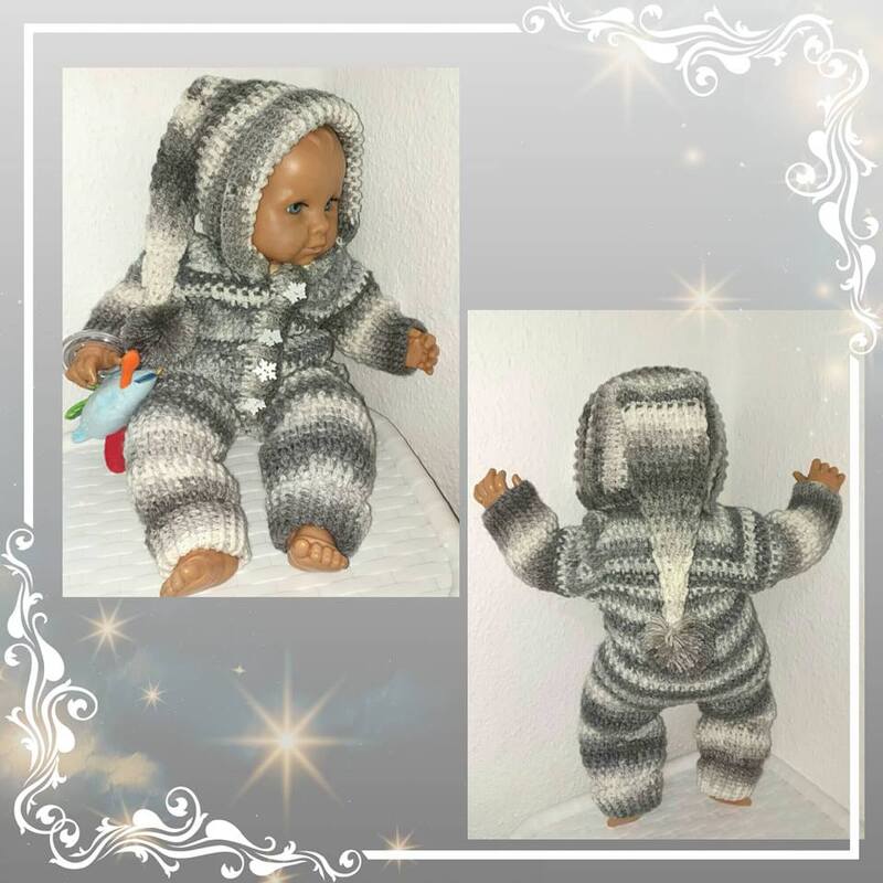 Häkelanleitung - Baby oder Puppen Overall "Zipfelzwerg" gehäkelt