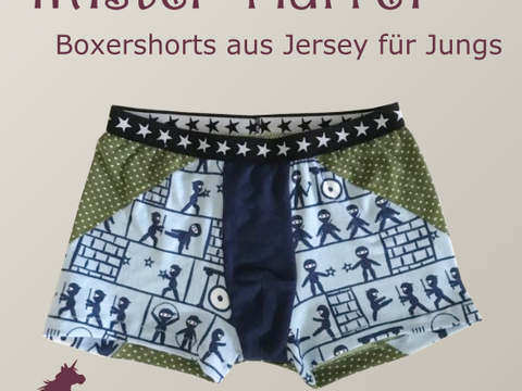 Mister fluffel ~ Boxershorts aus Jersey, Retro Unterhose für Jungs, 74/80 - 158/164