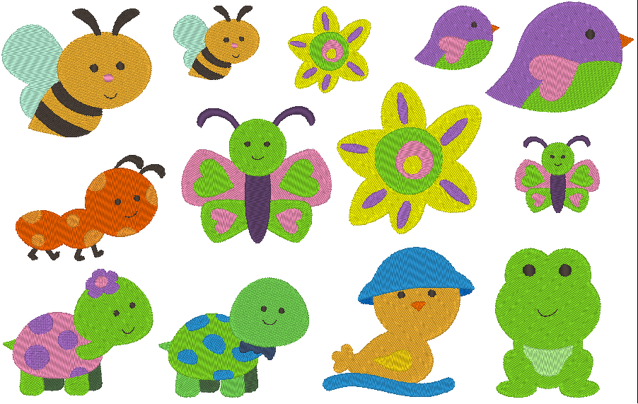 Baby Tiere Set Stickdatei in je 3 Größen