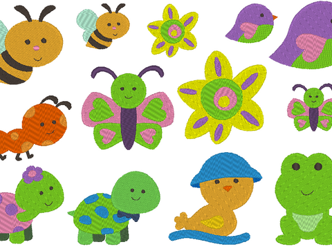 Baby Tiere Set Stickdatei in je 3 Größen