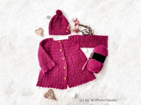 Häkelanleitung Kinderjacke + Mütze - Gr. 50 - Gr. 140