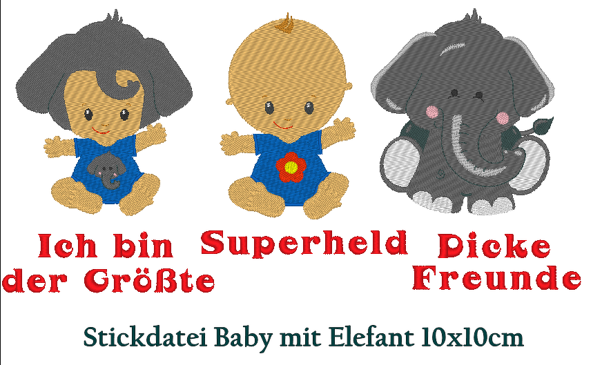 Baby Elefant Stickdatei