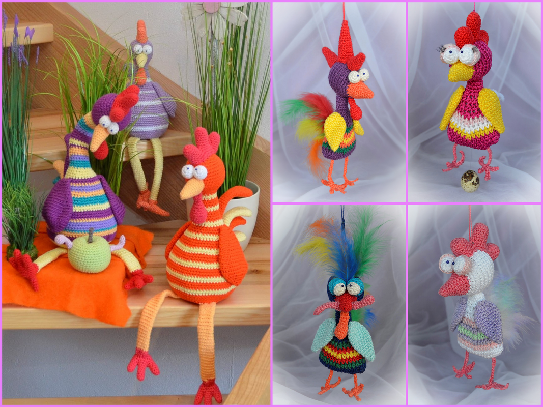 Sparset Gockel Glupschi Kantenhocker und Familie Glubschi als bunte Anhänger Frühling Ostern