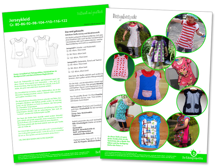 Jersey knit dress for girls // Euro sizes 80-122 / US-size 18m to 7 sewing pattern