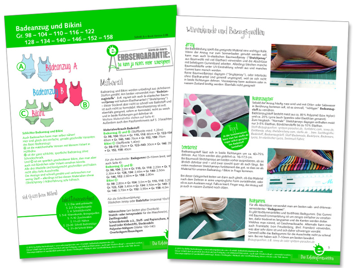 Swimsuit and bikini • EU girls sizes 98-158 • E-Book PDF sewing pattern