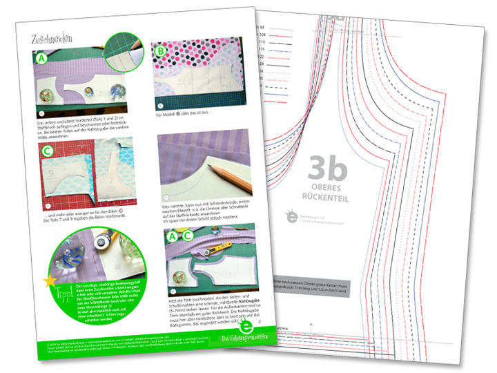 Swimsuit and bikini • EU girls sizes 98-158 • E-Book PDF sewing pattern