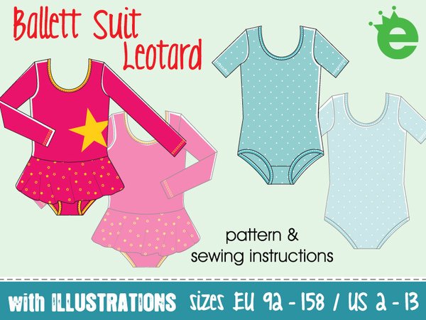 leotard pattern ballet suit girls • sewing PDF • sizes EU 92 - 158 (= US 2-13)