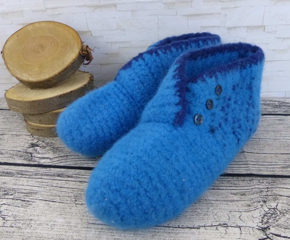 "MeiBoots" gehäkelte Filzpuschen für Klein &amp; Groß, Gr. 20-47