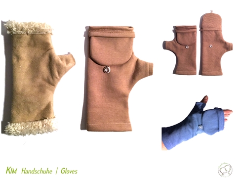 KIM fingerless gloves + optional mitten flap 5 sizes sewing pattern